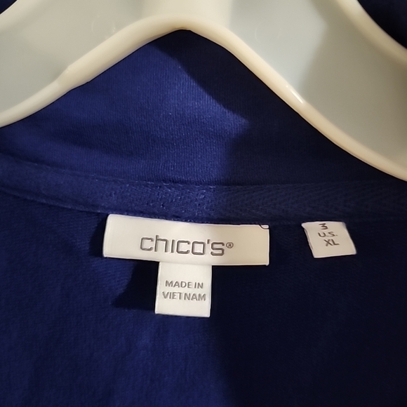 Chicos Size 3 US XL Deep Blue Half Zip Pullover Top Jumper Sweatshirt Athleisure - Picture 5 of 5
